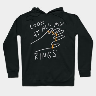 Look At All My Rings - Simple Minimal Ironic Drawing Hoodie